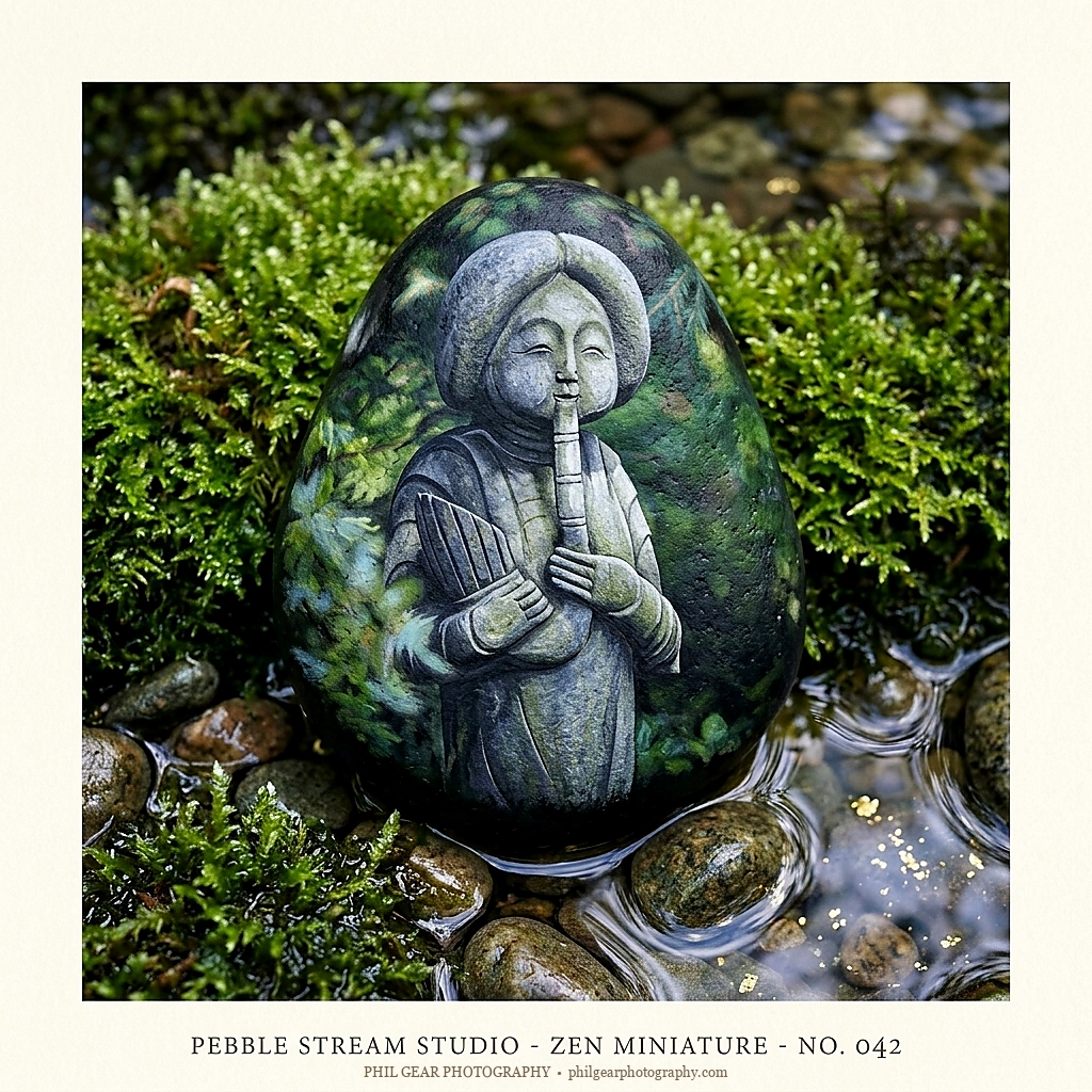Zen Stone Flute Player — Japanese Garden Miniature
