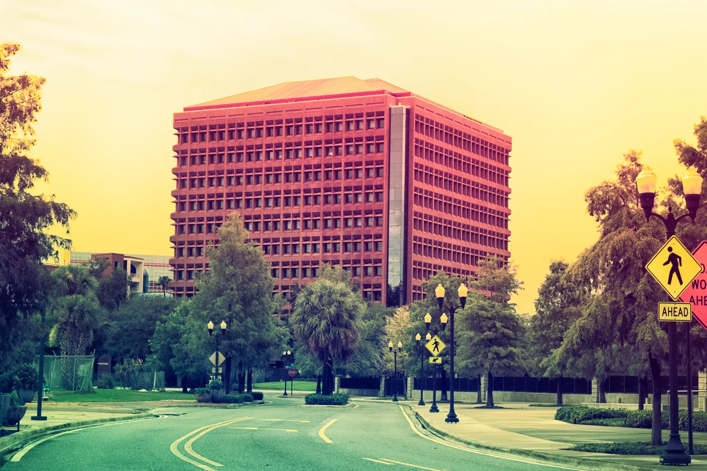Tectonic Terracotta: Brutalist Pavilion & Urban Parkway